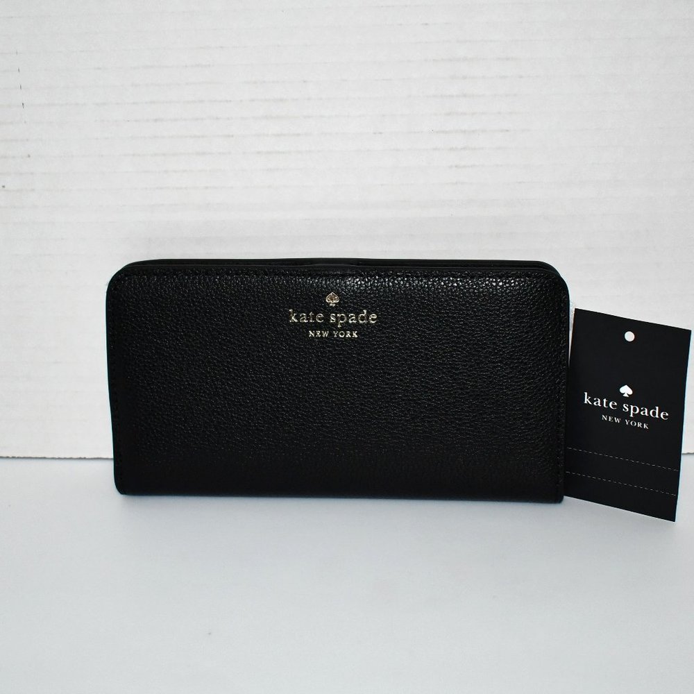 Kate Spade Bailey Large Slim Bifold Wallet in Black #K9754 NWT